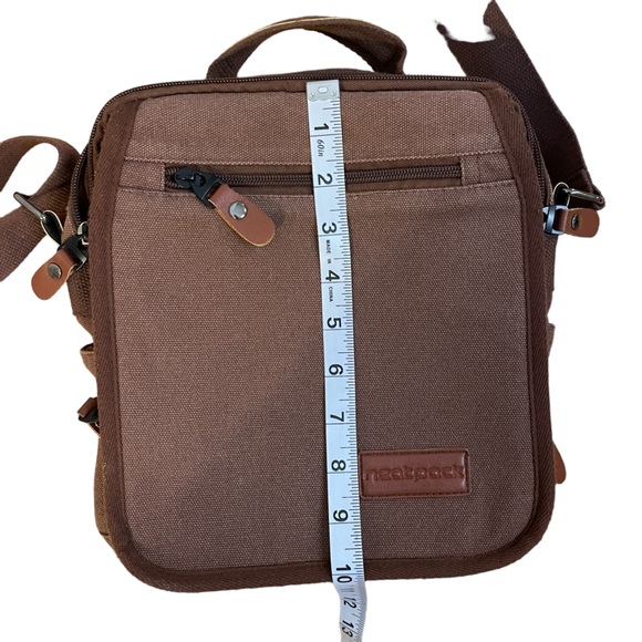 NeatPack Brown Canvas Vertical Anti-Theft Crossbody Bag Unisex - Picture 10 of 10